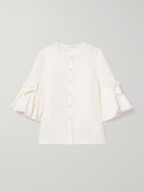CAROLINA HERRERA Embellished Ruffled Silk Shirt