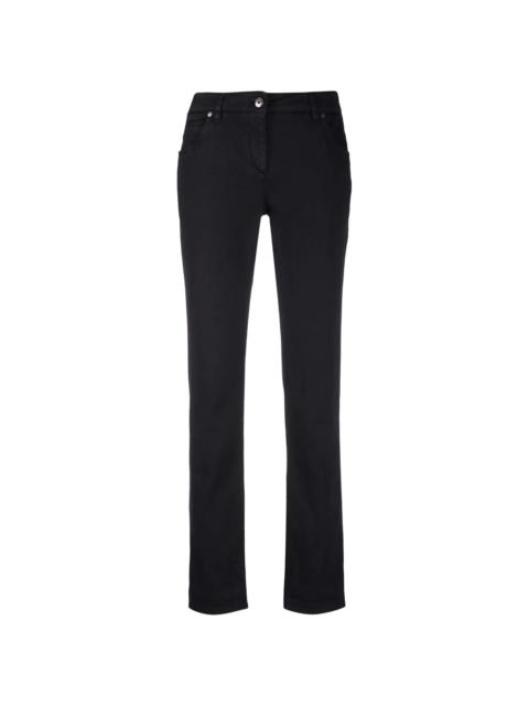 rolled-edge straight-leg trousers