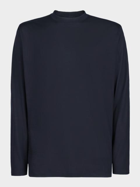 SEASE Men's Easy-Care Wool Jersey Long-Sleeve T-Shirt
