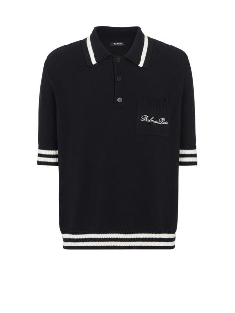 Balmain Wool polo shirt with Balmain Signature embroidery