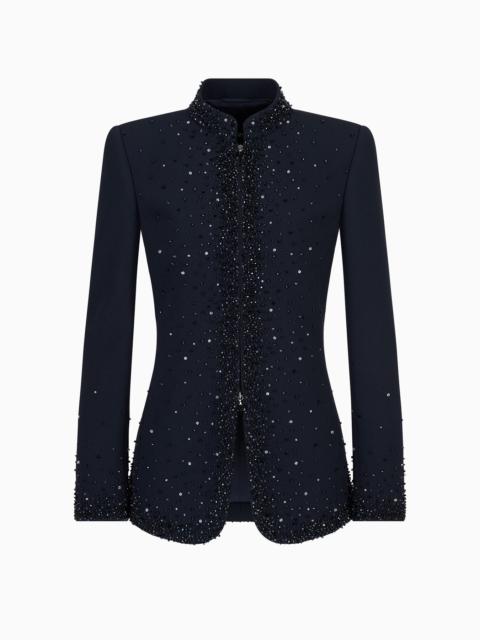 GIORGIO ARMANI Crystal-embroidered stretch cady jacket