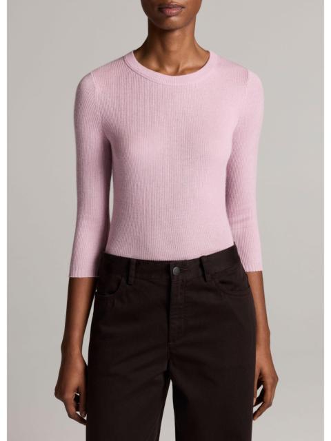 Vince Ribbed Cashmere-Silk Three-Quarter-Sleeve Sweater