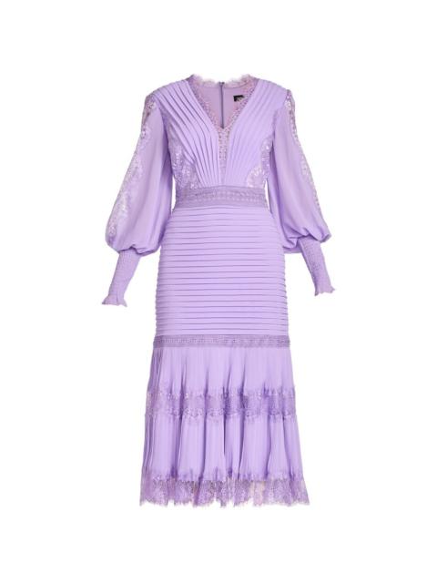 TADASHI SHOJI Nyssa lace-trimmed pleated midi dress
