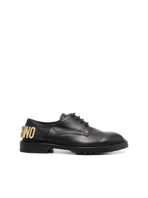 logo-lettering leather oxfords