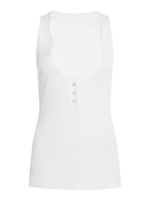 FERRAGAMO Cutaway Cotton Top white
