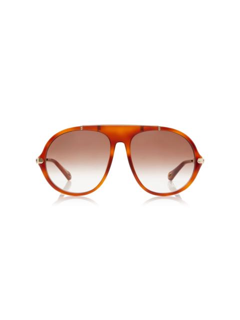 Chloé Aviator-Frame Acetate Sunglasses brown