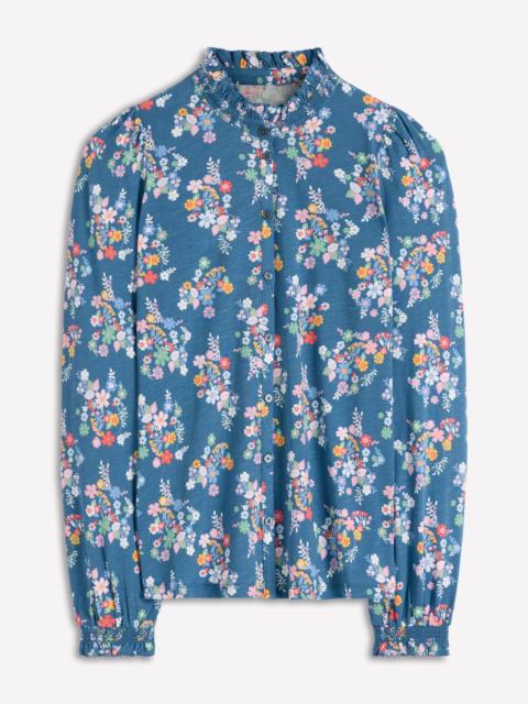 BODEN Effie Smocked Detail Shirt-Blossom Cluster