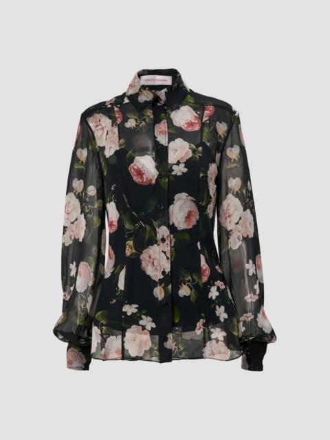 CAROLINA HERRERA Women's Chalet Floral Silk Blouse - Black Multi