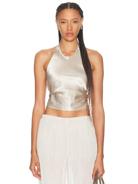 Enza Costa Textured Satin Halter Scarf Top