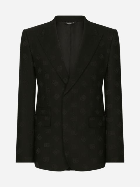Single-breasted wool Sicilia-fit jacket with jacquard DG detailing