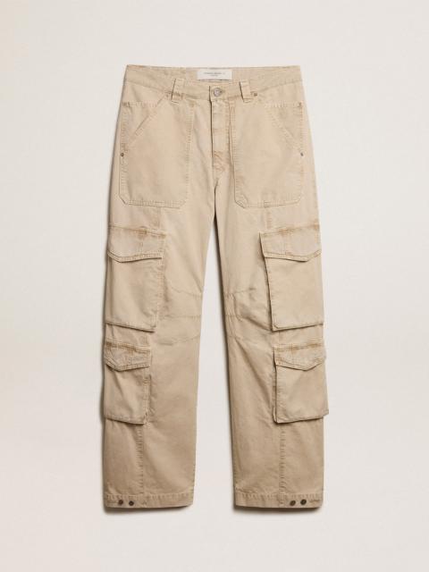 Men's khaki-colored cotton cargo pants