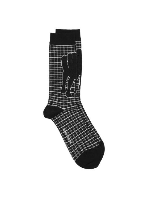 HENRIK VIBSKOV HANDFEET CHAIR SOCKS HOMME - BLACK CHAIR WHITE CHECKS