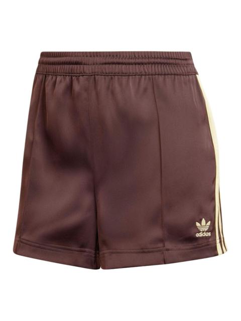 adidas (WMNS) adidas 3-Stripes Satin Shorts Asia Sizing 'Shadow Brown' IR6094