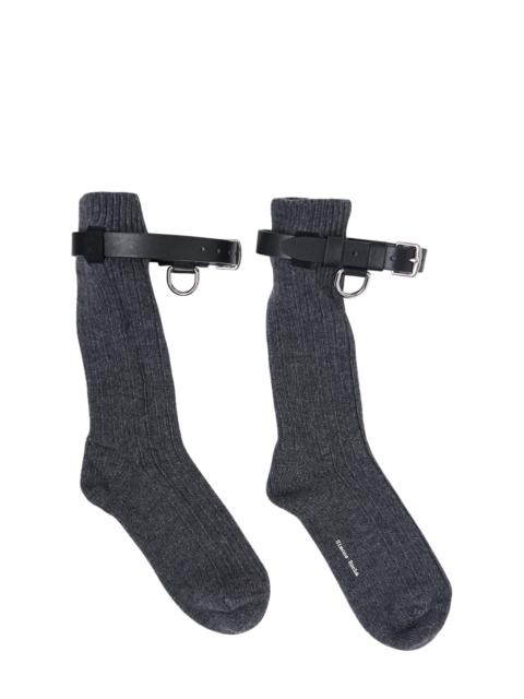 Simone Rocha Chunky Wool Ankle Socks With Leather Straps