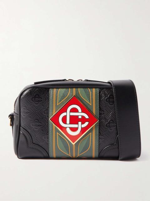 CASABLANCA Logo-Embossed Leather Messenger Bag