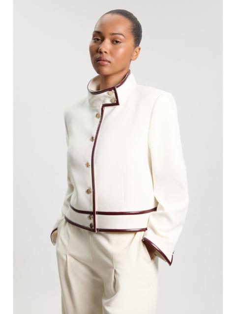 KAREN MILLEN Plus Size Compact Stretch Pu Mix Tailored Belted Jacket