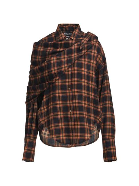 ESSENTIEL ANTWERP checked scarf-detail shirt