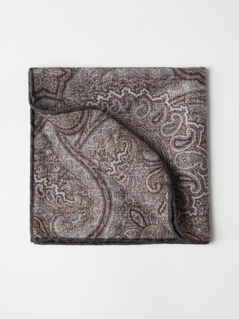 Silk pocket square with paisley design
