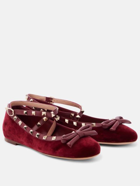 Rockstud velvet ballet flats