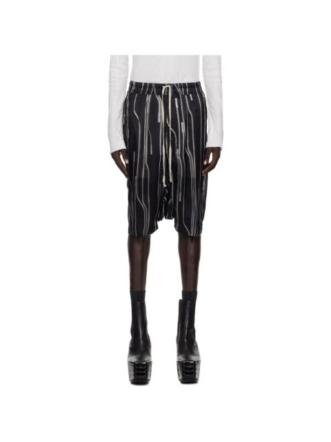 Rick Owens Black & Off-White Concordians Rick's Pods Shorts