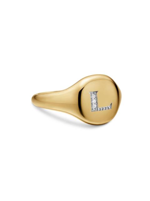 DAVID YURMAN Women's DY Initial Pinky Ring in 18K Yellow Gold - L Letter