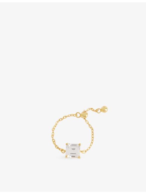 CRYSTAL HAZE Eterna Square 18ct Yellow-Gold Plated Brass And Cubic-Zirconia Ring Square