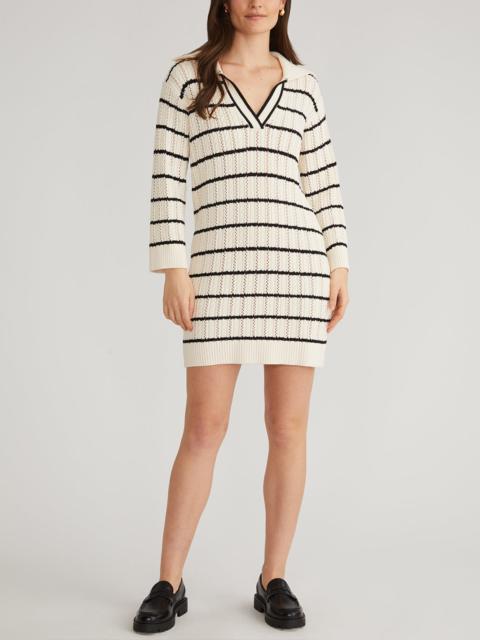 525 america Jade: Cotton Pointelle Stripe Polo Mini Dress