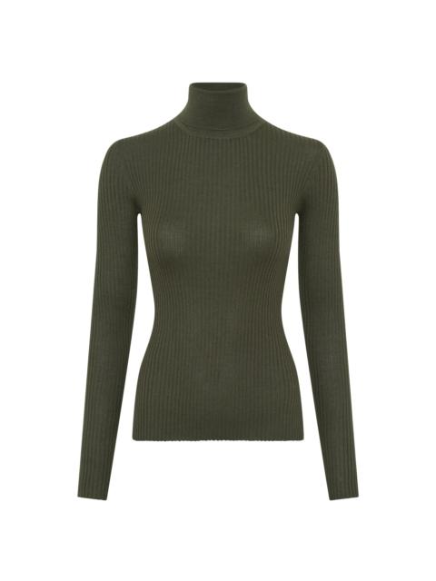 GABRIELA HEARST Peppe Knit Turtleneck Sweater in Deep Olive Cashmere