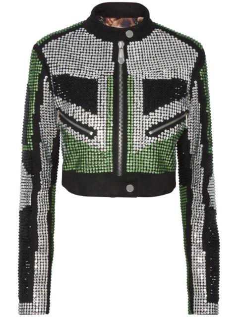 PHILIPP PLEIN strass cropped biker jacket