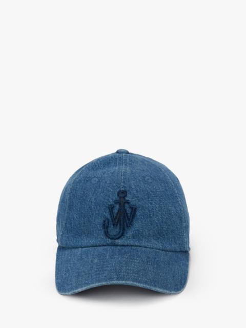 JW Anderson VELVEL PRINTED DENIM BASEBALL CAP WITH ANCHOR LOGO