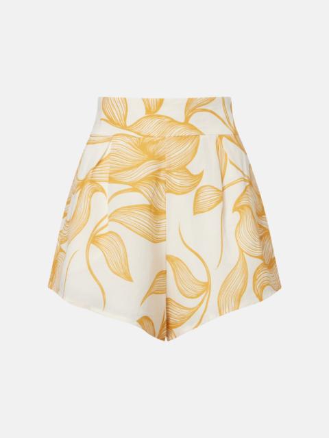 ADRIANA DEGREAS Foliage printed wide-leg shorts