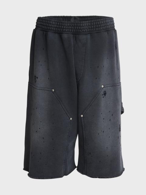 Givenchy Men's Destroyed Carpenter Sweat Shorts