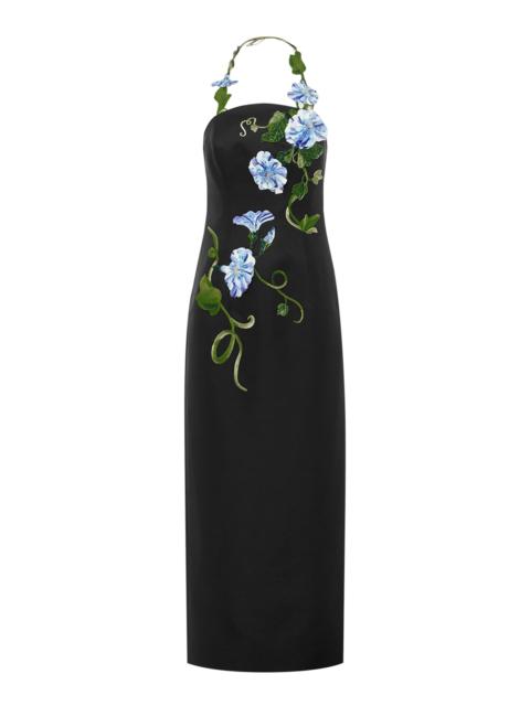 LEO LIN Ava Appliquéd Bustier Maxi Dress black