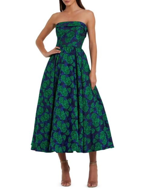 MAC DUGGAL Women's Brocade Peony Strapless Cocktail Dress - Emerald Multi
