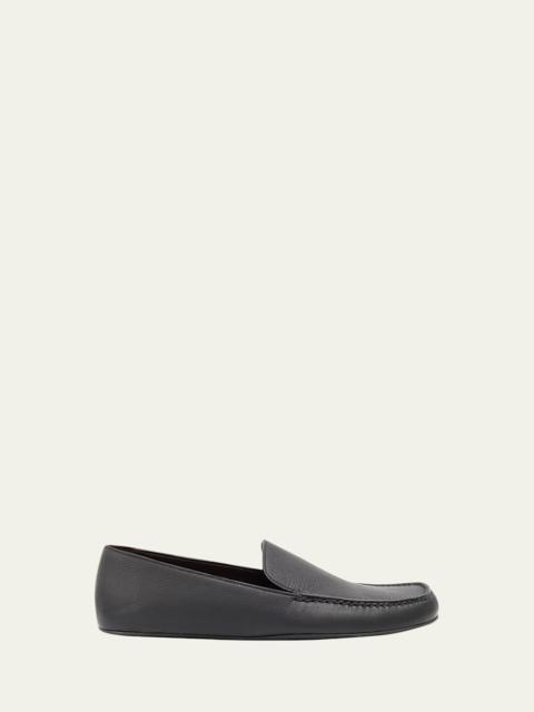 The Row Leo Grained Leather Slippers