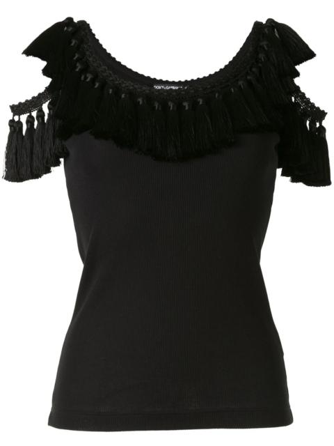 Dolce & Gabbana cold shoulder tassel trim vest