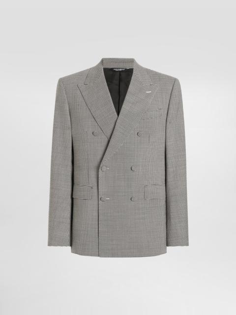 Dolce & Gabbana Double-breasted sicilia light jacket in houndstooth wool