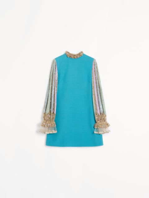 EMBROIDERED CREPE COUTURE SHORT DRESS