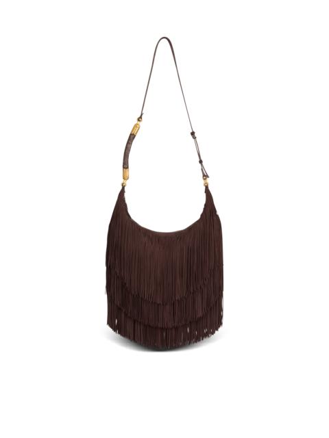 Balmain Ébène Hobo Large fringed suede bag