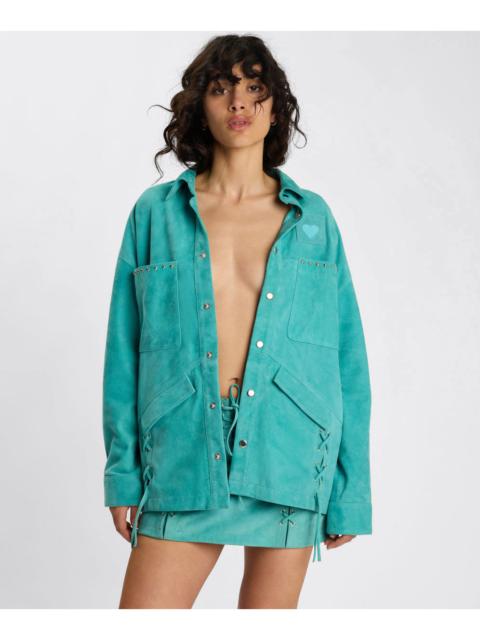 ONE TEASPOON Cross My Heart Laced Suede Jacket - Mint Green