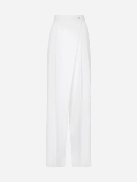 Flared cotton poplin pants