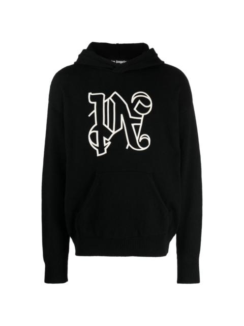Palm Angels monogram-embroidered knitted hoodie