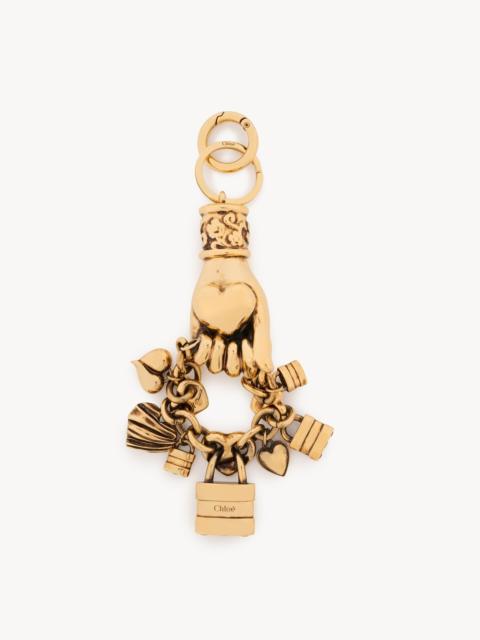 Chloé CHLOÉ SYMBOLS HAND & HEART KEY RING BAG CHARM IN COPPER