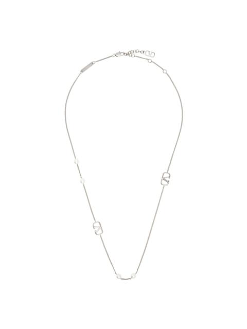 Valentino Silver VLogo Signature Pearl Necklace