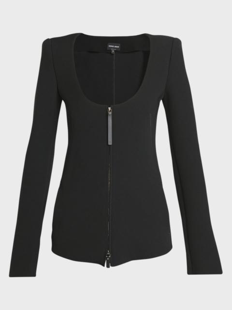 GIORGIO ARMANI Double-Jersey Virgin Wool Zip Jacket