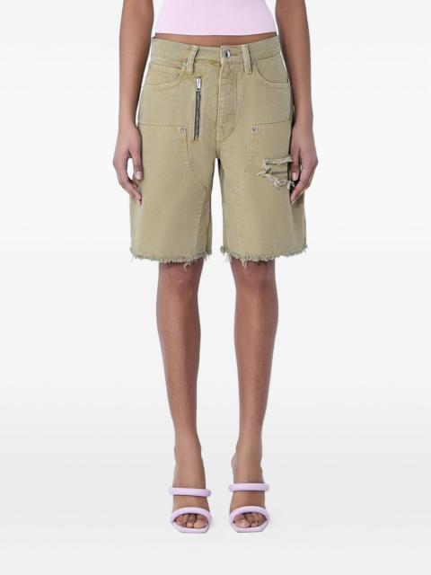 Alexander Wang zip-detail distressed-frayed mid-rise carpenter cotton shorts