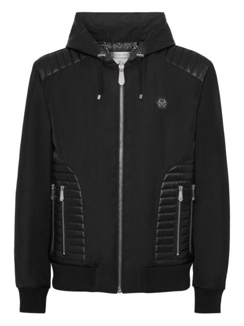 PHILIPP PLEIN hooded leather-insert jacket