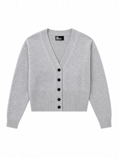 The Kooples BLUE MERINO WOOL AND CASHMERE CARDIGAN