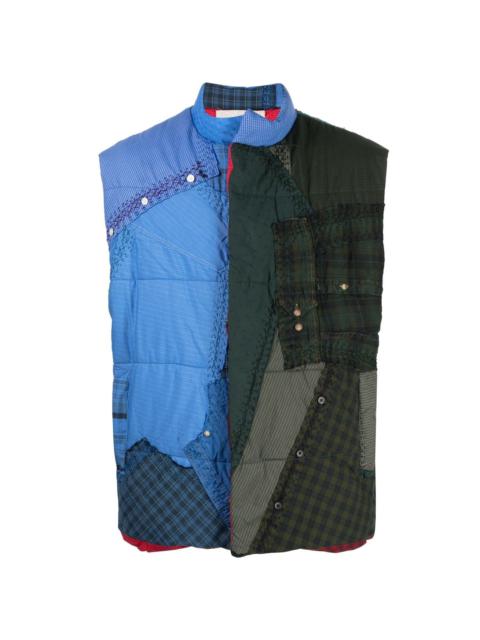 By Walid patchwork high-neck gilet