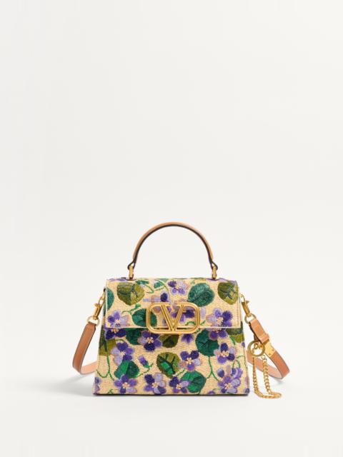 Valentino VALENTINO GARAVANI VSLING SMALL HAND BAG IN EMBROIDERED SYNTHETIC RAFFIA